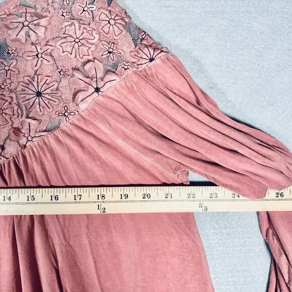 Pol Top Womens S Peach Cotton Blouse Costal Cowgirl Boho Fringe - Picture 10 of 13